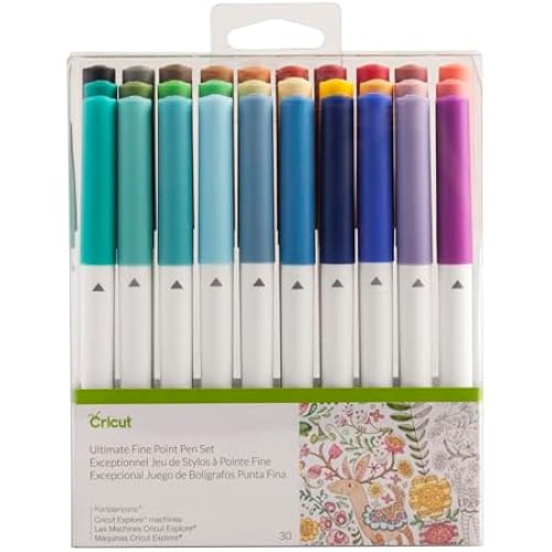 Cricut Ultimate Fine Point Pen Set, 0.4mm Fine Tip Pens to Write, Draw & Color, Create Personalized Cards & Invites, Use Maker and Explore Cutting Machines, 30 Assorted Colored Pens