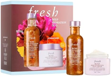 Deep Hydration Duo by Fresh for Women - 2 Pc 3.3oz Rose Deep Hydration Facial Toner, 1.6oz Rose Deep Hydration Face Cream
