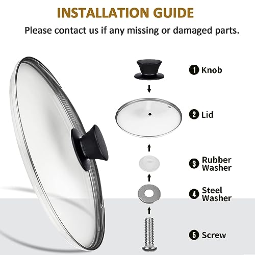 Glass Lid for 12 Inch Cast Iron Skillets Frying Pans, 30cm Tempered Lids for Dutch Ovens, 12In Pan Cover with Stainless Steel Rim for Stock Pots, Heat Resistant Handle, Dishwasher Safe by Feipone - Image 7