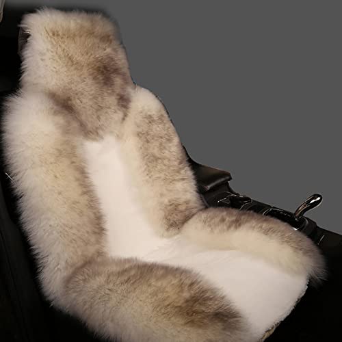 Sisha-A Natural Australian Sheepskin Wool Car Seat Cover For Front Seat, Soft, Fluffy, Heavy Duty, Luxury, Winter Warm Seat Cushion Cover Fits Most Car, Truck, Suv Seats Grey Tips #TOP8