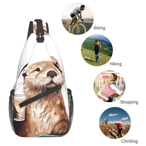Mochila tipo sling negra para senderismo y uso diario miniatura 5