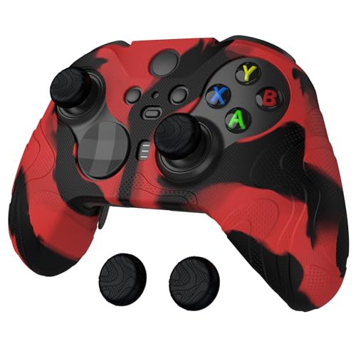 Image of PlayVital Mountain Range Edition Silicone Cover for Xbox Elite Wireless Controller Series 2, Red & Black Anti-Slip Controller Skin for Xbox Elite Series 2 Core with Thumb Grips