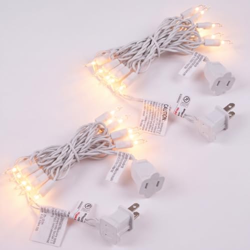 Aurelema 2 Set Mini Christmas Light, 5ft, White, 10 Bulbs Connectable