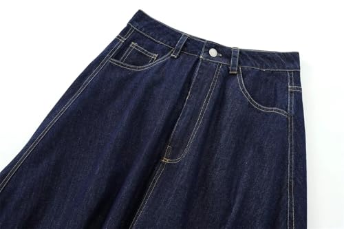 Womens Casual A-Line Midi Skirt Retro Loose High Waisted Denim Skirt Comfortable Daily Wear2