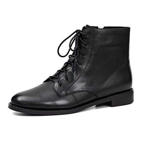 ONEENO Women's Lace-up Leather Ankle Boots