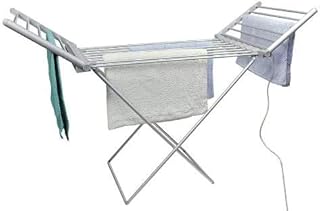 Highlands Electric Heated Clothes Dryer Folding Energy-Efficient Indoor Airer Wet Laundry Drying Horse Rack, Silver