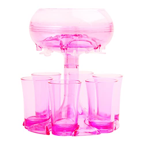 Shot Glass Dispenser with 6 Shot Glasses, Cocktail Glasses Plastic Holder, Bar Accessories for Home Pub, Cocktail Accessories for Drinks, Acrylic Clear Soda Juice Beer Dispenser Reusable Bar Mixed Set