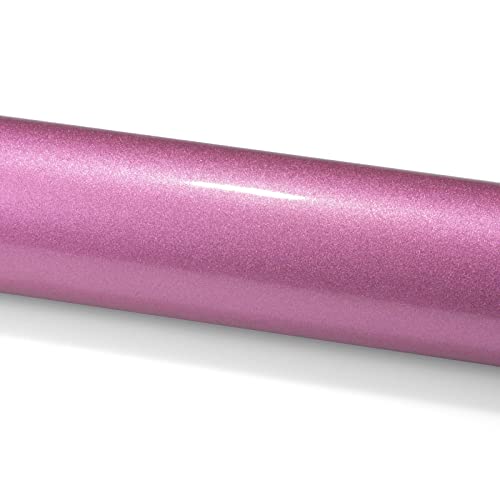 EzAuto Wrap Glossy Pink Glitter Metallic Vinyl Sample #TOP19