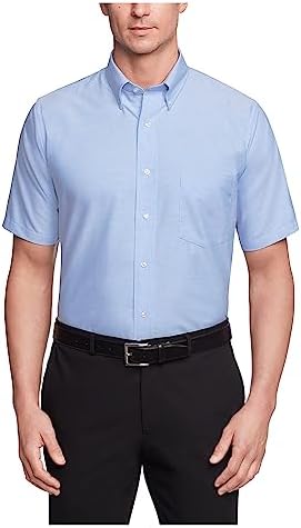 Van Heusen Mens Short Sleeve Dress Shirt Regular Fit Oxford Solid