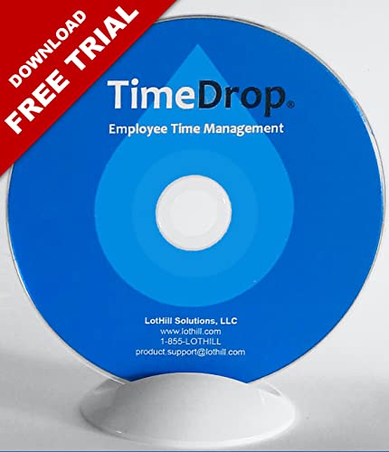 Employee Time Clock Software, Time Attendance Tracker, Secure Punch Clock In & Out, No Monthly Fees, Free Support & Updates, Unlimited User Profiles, Download & CD - TimeDrop by LotHill