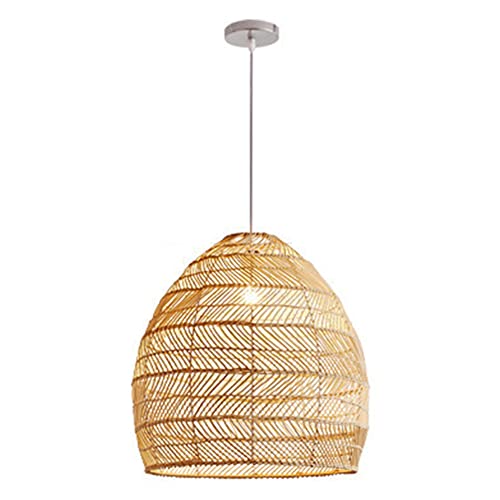 Chandelier en rotin et osier tressé main suspension cloche style japonais