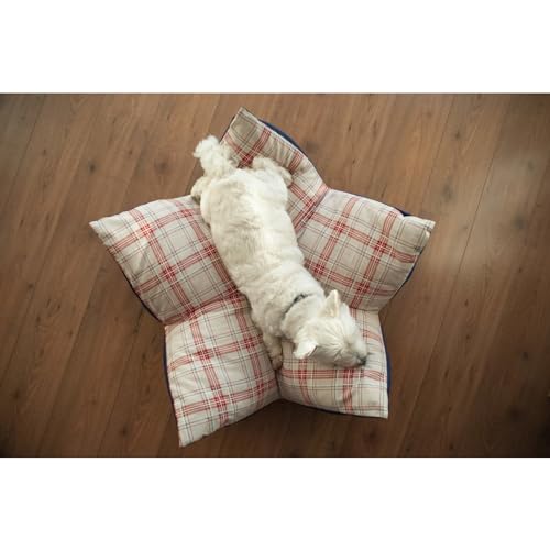 Aumüller Sternenkissen Karo, Beige/Blau - 70 cm - Liegekissen für Hunde und Katzen