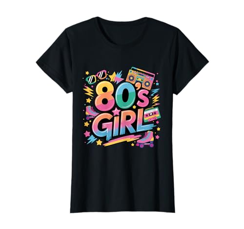 Fiesta de disfraces de niña de los 80 años 80 retro 90 Camiseta