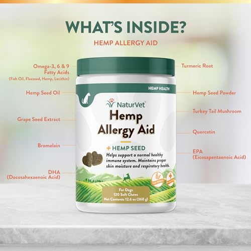 NaturVet Hemp Allergy Aid Supplement for Dogs, Hemp Seed, Antioxidants, Omegas, Dha & Epa for Healthy Skin & Respiratory Health, 120 Count - Thumbnail 5