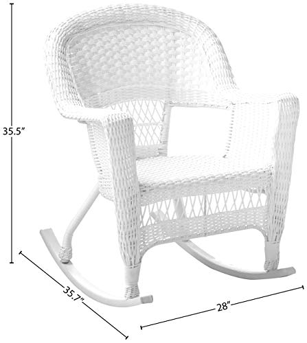 Jeco 3 Piece Rocker Wicker Chair Set, White #TOP4