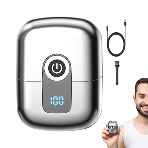 Maquinilla De Afeitar Eléctrica Para Viajes - Cortabarbas Recargable de Doble Cabezal | Navaja Eléctrica Con Cubierta Magnética Anti-Polvo Para Viaje Camping Casa Y Coche