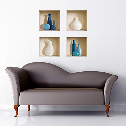 The Nisha Art Magic 3D Vinyl Removable Wall Sticker Decals Diy, Set Of 4, Blue And White 409 #TOP7
