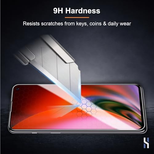 Image of Tempered Glass for OnePlus Nord 2 | 2T | CE (6.43 Inch) Military Grade 9H Screen Guard, Anti-Scratch, Shatterproof, Edge-to-Edge Full Coverage - Black Border