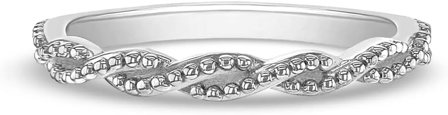 925 Sterling Silver Polished Twisted Ring Band for Preteens and Teenage Girls Sizes 5, 6 & 7 - Sweet and Classic Ring Band for Teenage Girls - Simple Teen Jewelry Birthday Gifts