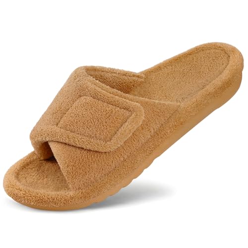 Image of shevalues Orthopedic Slippers for Women with Arch Support Adjustable Open Toe House Shoes for Plantar Fasciitis