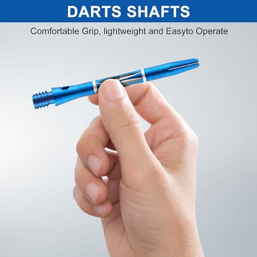 Lavishio 8 Sets 24 pcs Aluminum Dart Shafts, Dart Shafts for Steel Tip, Aluminum 2BA Thread Dart Accessories,Dart Shafts Replacement Kit with 24 Dart Flights for Steel Tip Soft Tip Darts (Blue) - Thumbnail 6