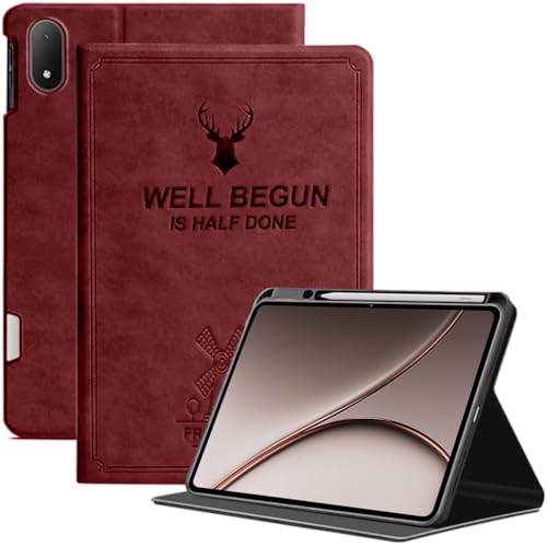 Image of ProElite Case Cover for OnePlus Pad 4 13.2 inch 2026 Case, Deer Flip case Cover for OnePlus Pad 4 13.2 inch 2026 Case with Pen Holder, Wine Red