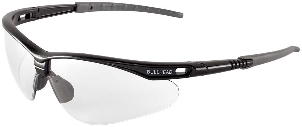 Bullhead Safety Eyewear BH691 Stinger, Shiny Pearl Gray Frame, Clear Lens, Gray TPR Nose and Grey Temple