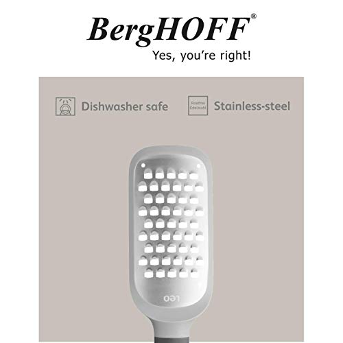 Berghoff Leo 18/10 Stainless Steel Sharp Blade Ultra-Coarse Paddle Grater 10.75" Pp Fitted Protective Sleeve Soft-Grip Handle Non-Slip Base Dishwasher Safe #TOP4