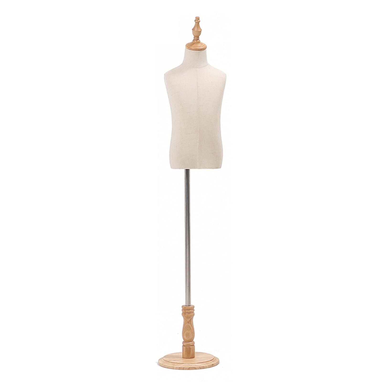 Maniquí de busto para niños con altura ajustable y torso de lino para modistas