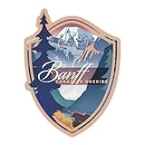 Lantern Press Sticker Banff, Canada, Canadian Rockies, Mountain Scene, Lithograph, Die Cut Vinyl, (Waterproof Decal for Cars, Water Bottles, Laptops, Coolers), Small
