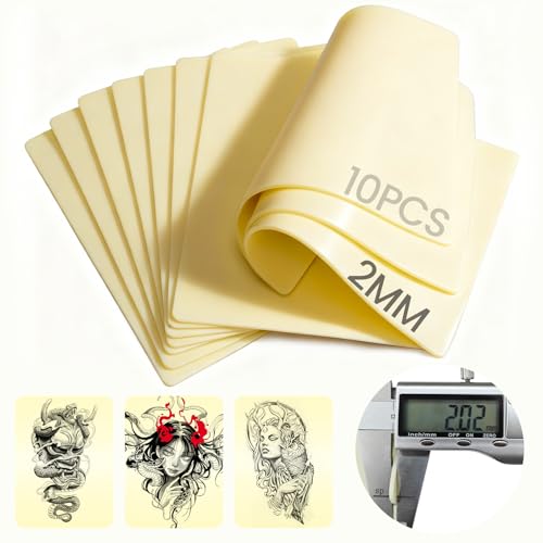 10PCS Blank Tattoo Practice Skin 5.9"x7.8" 2mm Thick - Reusable Double Sided Fake Skin for Tattooing & Eyebrow Microblading - Professional Training Kit for Artists & Beginners