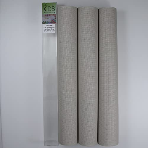 Image of KCS 3 pc of 15 inch x 18 inch Counted Cross Stitch Cotton Aida Cloth Needlework Fabric,14CT,Pearl Grey
