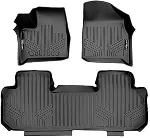SMARTLINER Custom Fit Floor Mats 2 Row Liner Set Black Compatible with 2018-2023 Chevrolet Traverse with 2nd Row Bench Seat