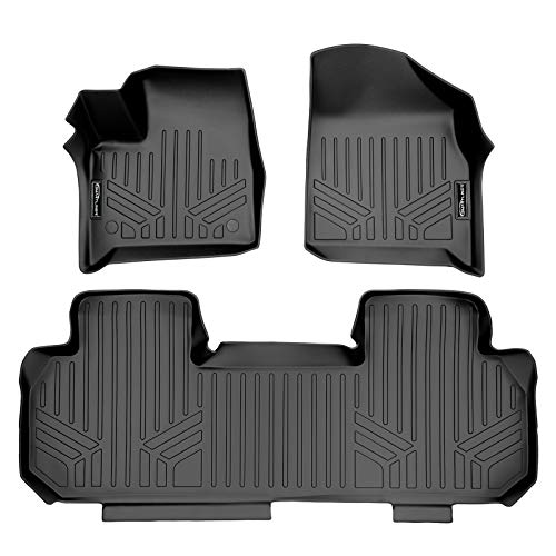 SMARTLINER Custom Fit Floor Mats 2 Row Liner Set Black Compatible with 2018-2023 Chevrolet Traverse with 2nd Row Bench Seat