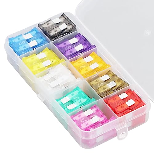 Lâmina de Fusível de Carro 10 Peças Média, Kit de Sortimento de Fusíveis 2-35A, Resposta Rápida para