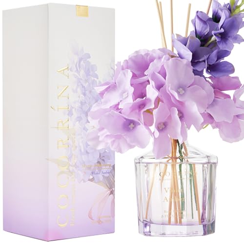 CocorrÍNa Fiore Diffusore Profumo Ambiente Con 8 Bastoncini Di Fragranza 250Ml- Ambra Viola, Naturale, Di Lunga Durata, Per La Camera Da Letto, L'ufficio, Il Bagno (Collezione Master) - 2