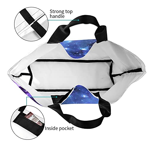 Bositigo Blue And Purple Galaxy Space Large Reusable Grocery Tote Bag For Women Capacity Shoulder Handbags Casual Canvas Galaxy Starry Space Gift Beach Bag Heavy Duty For Shopping Travel Outdoor #TOP2