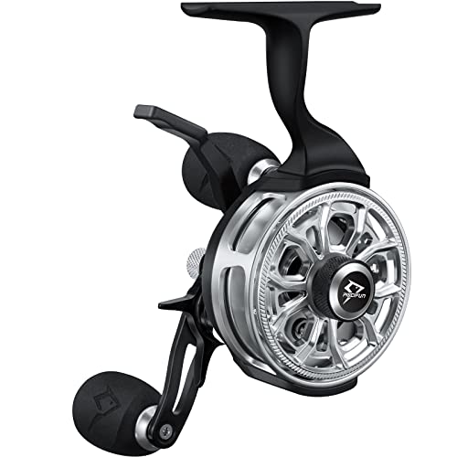 Piscifun ICX Carbon Ice Fishing Reel, Structure Upgrade Magnetic Drop System Inline Ice Fishing Reel, Free-Spool Bidirectional Lever, 3.2:1 High Speed, CNC-Machined Ice Reel, Sliver Right Handed