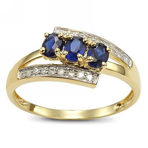 Huanhuan Jewelry Yellow Gold Plated Classic Oval Blue Cubic Zirconia Bridal Wedding Ring For Women Fashion Girlfriend Girls Teen Birthday Gift Size 9 #TOP2