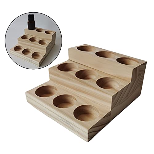 Amleso Wooden Essential Oils Display Stand 3 Tiers 9 Slots Aromatherapy Bottles Containers For Essential Oils, Beauty Products, Diffuser, Nail Polish Bottles #TOP4