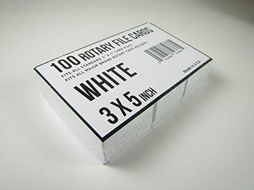 3X5 Rotary File Refill Cards 100 Fits All Major Brand Holders (White) #TOP2