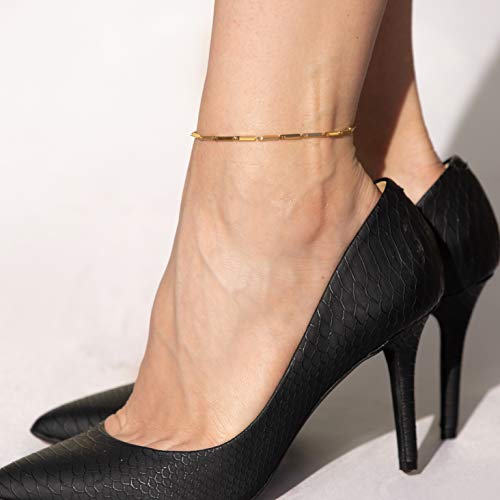 Lifetime Jewelry 2.5Mm Bar Link Chain Anklet For Women And Teen 24K Gold Plated (11) #TOP1