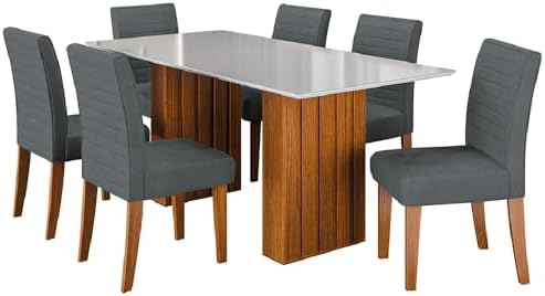 Conjunto de Mesa Sala de Jantar Ripada Tampo com Vidro Santiago 1...