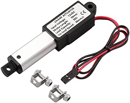 Justech 30mm Siłownik liniowy silnik prądu stałego 12V 30N silnik siłownika liniowego stopu aluminium do regulacji anteny telewizyjnej, pokrycie krzesła, okna i inne zastosowania