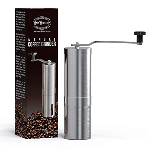 Manual Coffee Grinder | Stainless-Steel Ceramic Burr | Hand Crank Personal Coffee Grinder | Portable Adjustable Mill | French Press, Pour Over, Drip Coffee by Maya Mountain