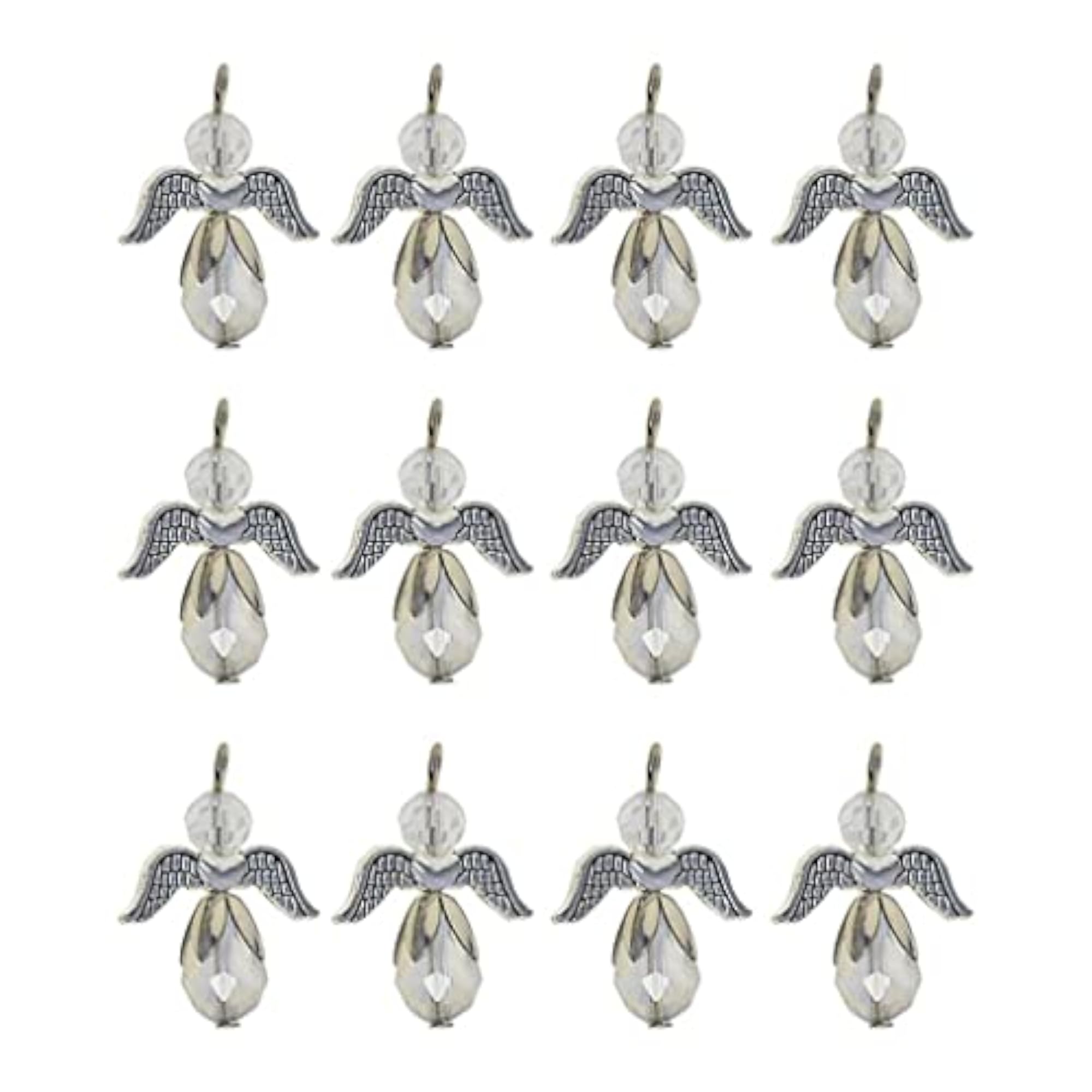 12pcs Beaded Tibetan Silver Angel Wing Charms Pendants