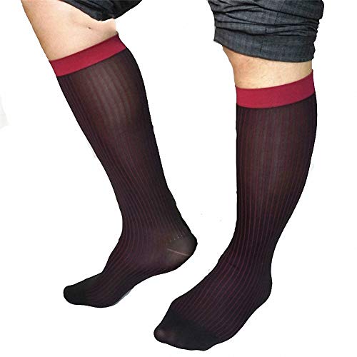 Goobester Men For Formal Wear Suit Transparent Stripe Business Tube Dress Sheer Socks