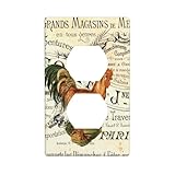 Vintage Barn Wood Shabby French Country Cock Duplex Socket Decorative Wall Plate, Home Decoration Corridor Switch Panel