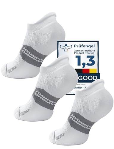 Juclise Bamboo Viscose Compression Running No Show Socks, Coolmax Moisture Wicking Cushioned Anti-Blister Athletic Ankle (US, Alpha, X-Large, Regular, Regular, Glacier White