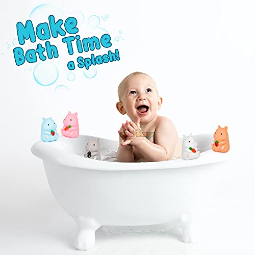 Image of zest 4 toyz Chu Chu Sound Squeezy (Pack of 5 ) Baby Bath Toys for Kids Toddlers Soft Natural Rubber Non-Toxic Animal Shape Bathtub Toys Color